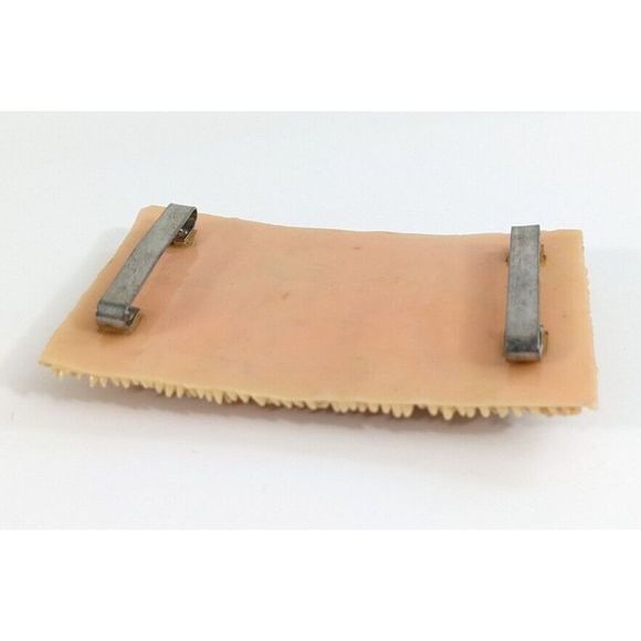 Floral Rectangle Early molded Plastic  Vintage Belt Buckle Rhinestone flowers - Picture 4 of 11